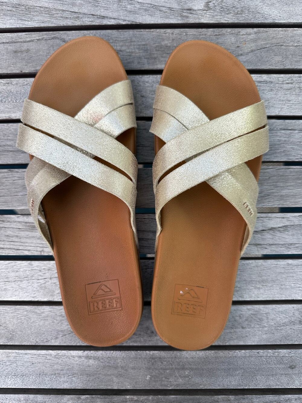 Reef Cushion Spring Bloom Womens 10 Slip On Slide Leather Sandals